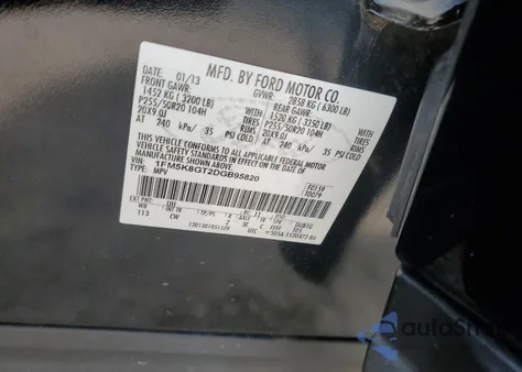 2013 Ford Explorer Sport z USA, uszkodzony, nr VIN 1FM5K8GT2DGB95820